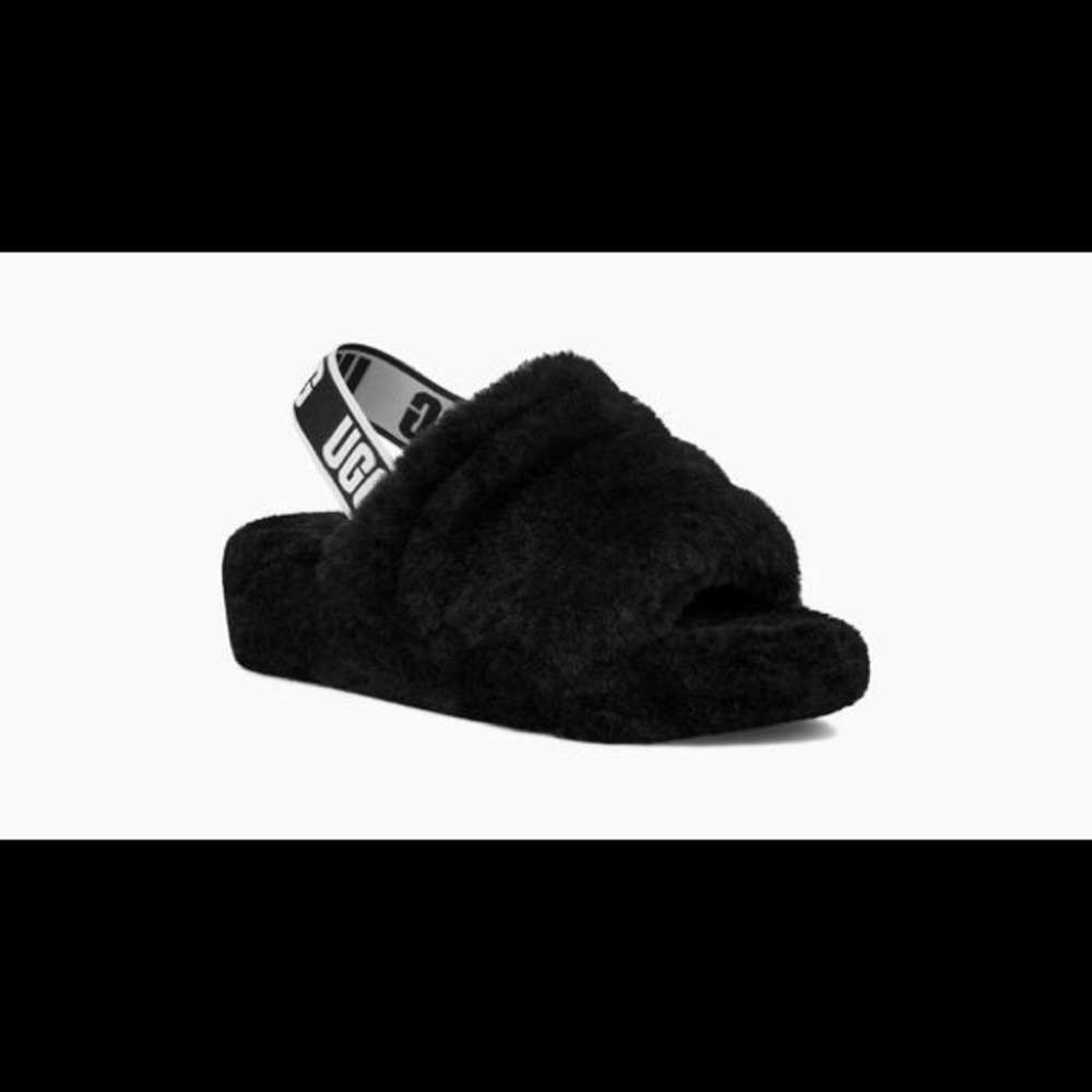 Ugg black fluffy sandles